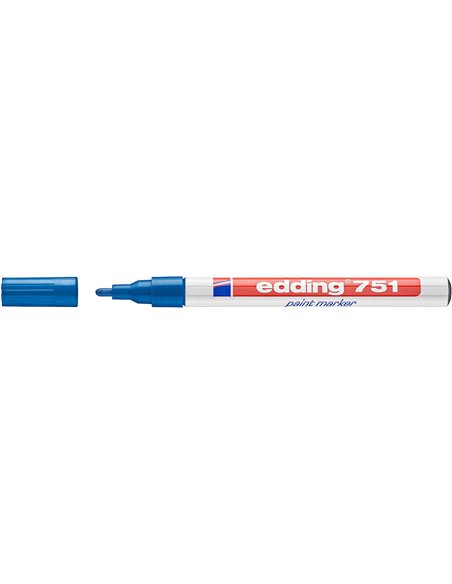 Edding 751 Feutre Permanent - Pointe Ronde - Trait entre 1 et 2 mm. - Encre Opaca - Séchage rapide - Couleur Bleu