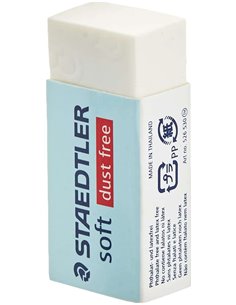 Staedtler Soft 526 S30 Goma de Borrar - Plastico - Maxima Nettoyage - Faja Protectora - No Decolora le Papier - Couleur Blanc