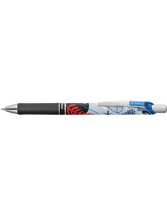 Pentel Energel Stylo à bille de Encre Gel Retractil 0.7mm - Trait 0.35mm - Rechargeable - Grip de Agarre - Encre Couleur Bleu - 