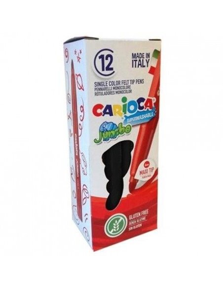 Carioca Feutre Jumbo Monocolor - Corps Octogonal Maxi - Encre Superlavable - Pointe Maxi 6mm Bloqueada - Couvercle Ventilada - C