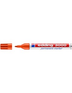 Edding 3000 Feutre Permanent - Pointe Ronde de 1.5mm - Trait entre 1.5 et 3mm - Rechargeable - Séchage rapide - Couleur Orange