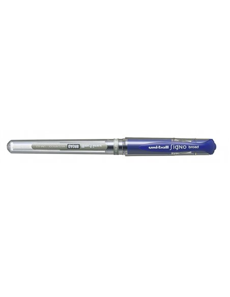 Uni-ball Signo Broad UM-153 Roller de Encre Gel - Pointe de Bola 1mm - Trait Estilografico - Sujecion de Caucho - Couleur Bleu