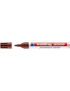 Edding 3000 Feutre Permanent - Pointe Ronde de 1.5mm - Trait entre 1.5 et 3mm - Rechargeable - Séchage rapide - Couleur Marron