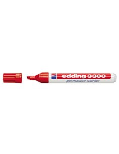 Edding 3300 Feutre Permanent - Pointe Biselada - Trait entre 1 et 5 mm. - Encre Casi Inodora - Séchage rapide - Couleur Rouge