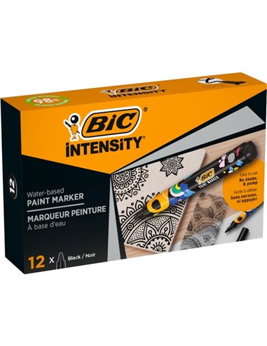 Bic Intensity Marqueur de Pintura - Pointe Media - Encre Avec Base de Eau - 98% de Materiales Reciclados - Couleur Noir