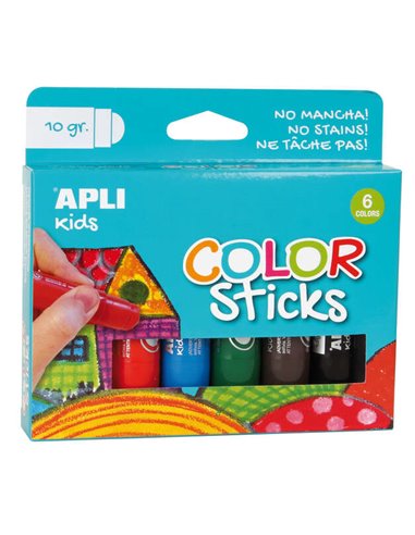 Apli Couleur Sticks Pack Avec 6 Temperas Solidas de 10g - Acabado Satinado Sans Necesidad de Barniz - Séchage rapide en Menos de