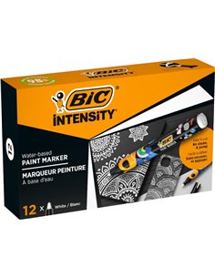 Bic Intensity Marqueur de Pintura - Pointe Media - Encre Avec Base de Eau - 98% de Materiales Reciclados - Couleur Blanc