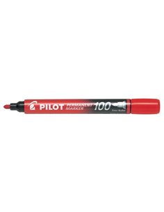 Pilot Feutre Permanent 100 - Pointe de Bala 4,5mm - Trait 1mm - Couleur Rouge