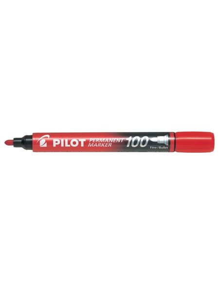 Pilot Feutre Permanent 100 - Pointe de Bala 4,5mm - Trait 1mm - Couleur Rouge