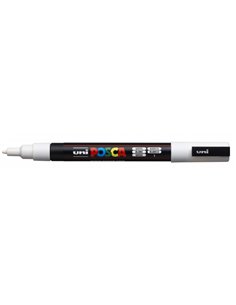 Posca PC-3M Marqueur de Pintura - Pointe de Polyester Conica 0.9-1.3mm - Encre Base al Eau - Résistant à la Luz - Couleur Blanc
