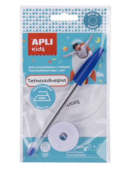 Apli Ruban Termoadhesiva Pour Marcar Ropa - 10mmx2m - 70% Polyester et 30% Coton - Résistant à Lavadora et Secadora - Facile Usa