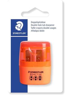 Staedtler Sacapuntas Double Usage Avec Deposito - 2 Agujeros - De 8.2mm Jusqu'à 10.2mm - Couleur Orange Neon