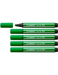 Stabilo Pen 68 MAX Feutre - Pointe de Fibre Biselada - Trait entre 1-5mm aprox. - Encre à Base de Eau - Couleur Vert