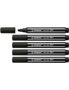 Stabilo Pen 68 MAX Feutre - Pointe de Fibre Biselada - Trait entre 1-5mm aprox. - Encre à Base de Eau - Couleur Noir