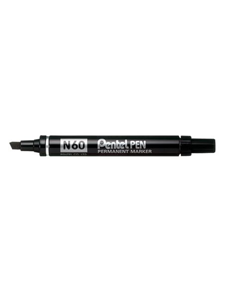 Pentel Pen N60 Feutre Permanent - Pointe Biselada Résistant et Durable - Résistant à Eau et Luz - Couleur Noir