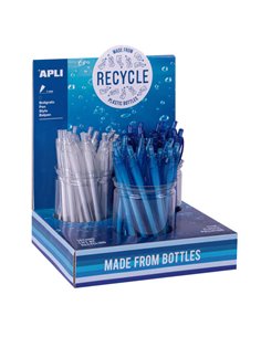 Apli Stylo à bille Ecologico - Pointe de 1mm - Fabricado Avec 80% Pet Reciclado - Présentoir Avec 36 Unidades en 3 Couleurs