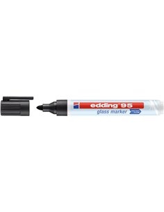 Edding 95 Feutre Pour Cristal - Pointe Ronde - Trait entre 1.5 et 3mm - Borrado en Seco - Couleur Noir