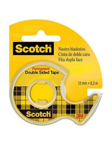 Scotch Ruban Adhesiva de Double face en Dispensador 12mmx6.3m - Adhésif permanent - Multiples Usos - Practico Dispensador - 7100