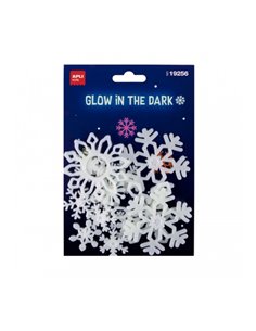 Apli Pack Avec 12 Copos de Nieve Luminiscentes 3D - Plastico Solido - Brillan en la Oscuridad - Adhésif permanent - Diseños et T
