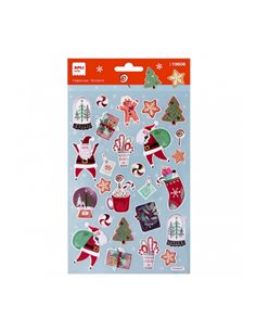 Apli Sac Avec 27 Pegatinas Navideñas Ho Ho Ho - Adhésif permanent - Motivos Navideños - Idéal Pour Decorar Regalos et Tarjetas