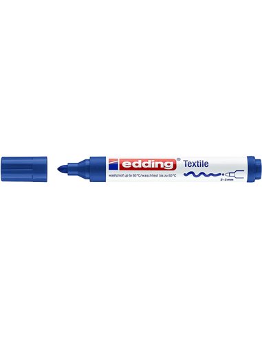 Edding 4500 Feutre Permanent Pour Textil - Pointe Ronde - Trait entre 2 et 3mm - Olor Neutro - Séchage rapide - Couleur Bleu