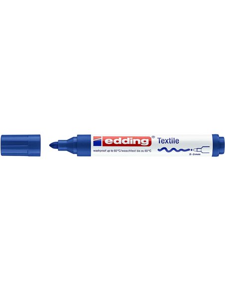 Edding 4500 Feutre Permanent Pour Textil - Pointe Ronde - Trait entre 2 et 3mm - Olor Neutro - Séchage rapide - Couleur Bleu