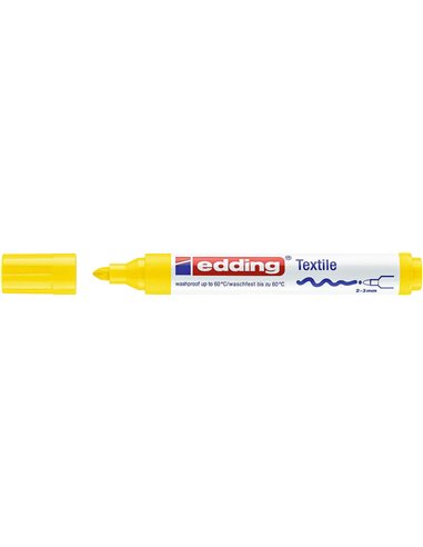Edding 4500 Feutre Permanent Pour Textil - Pointe Ronde - Trait entre 2 et 3mm - Olor Neutro - Séchage rapide - Couleur Jaune