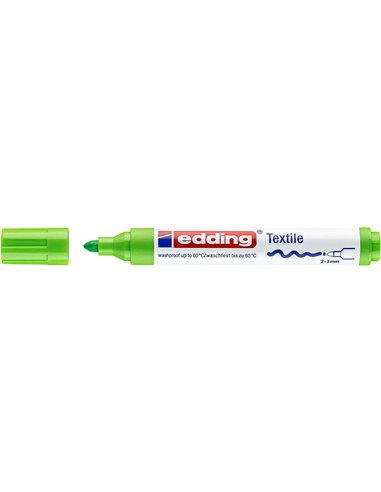 Edding 4500 Feutre Permanent Pour Textil - Pointe Ronde - Trait entre 2 et 3mm - Olor Neutro - Séchage rapide - Couleur Vert Cla