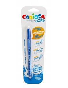 Carioca Oops Blister Stylo à bille Borrable - Termo Sensible - Empuñadura Ergonomica Triangular - Pointe de 0.7mm - Double Goma 