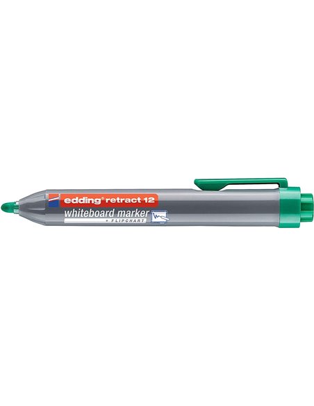 Edding Retract 12 Feutre Pour Tableau Blanca Retractil - Pointe Ronde - Trait entre 1.5 et 3mm - Rechargeable - Séchage rapide -