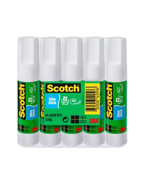 Scotch Pack de 5 Pegamentos en Barra Adhésif Solido - 8gr Par Unidad - Couleur Transparent