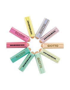 Giotto Happy Gomma Goma de Borrar - Forma de Crayon - Pour Borrar Grafito - 10 Couleurs Pastel