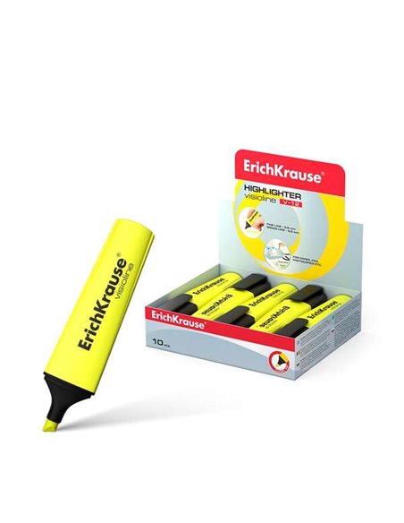 Erichkrause Visioline V-12 Marqueur Fluo - Pointe Biselada - Encre à Base de Eau - Couleur Jaune