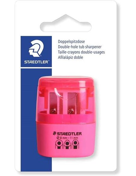Staedtler Sacapuntas Double Usage Avec Deposito - 2 Agujeros - De 8.2mm Jusqu'à 10.2mm - Couleur Rose Neon