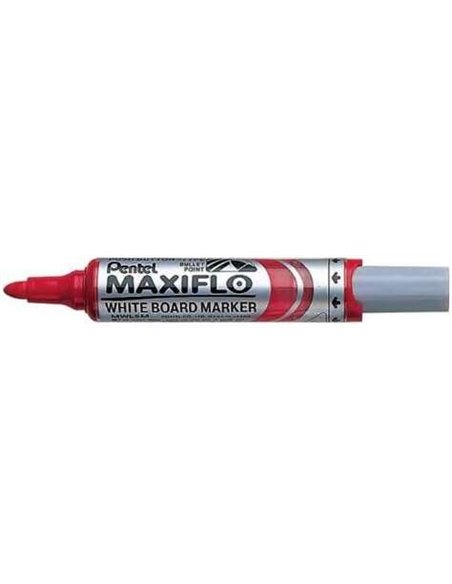 Pentel Maxiflo Feutre Pour Tableau Blanca - Regulacion du Flujo de Encre - Pointe Ronde - Ancho de Linea 2,5mm - 50% de Material