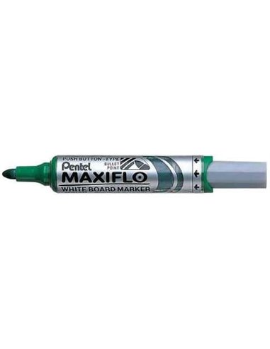 Pentel Maxiflo Feutre Pour Tableau Blanca - Regulacion du Flujo de Encre - Pointe Ronde - Ancho de Linea 2,5mm - 50% de Material