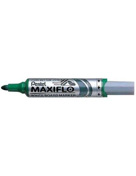 Pentel Maxiflo Feutre Pour Tableau Blanca - Regulacion du Flujo de Encre - Pointe Ronde - Ancho de Linea 2,5mm - 50% de Material
