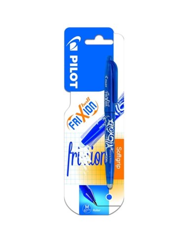 Pilot Frixion Ball Pack de 1 Stylo à bille de Gel Borrable - Pointe de Bola 0.7mm - Trait 0.4mm - Grip Ergonomique - Couleur Ble