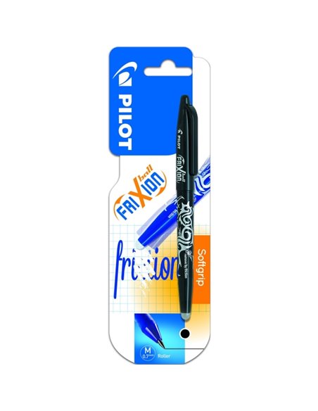Pilot Frixion Ball Pack de 1 Stylo à bille de Gel Borrable - Pointe de Bola 0.7mm - Trait 0.4mm - Grip Ergonomique - Couleur Noi