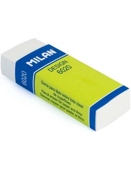 Milan Nata 6020 Goma de Borrar Pour Dibujo Rectangulaire - Plastico - Faja de Carton Vert - Envuelta Individualmente - Couleur B