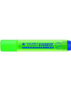Tratto Video Marqueur Fluo - Pointe Biselada - Encre Base de Eau - Séchage rapide - Couleur Vert Fluo