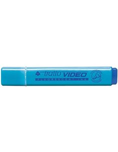 Tratto Video Marqueur Fluo - Pointe Biselada - Encre Base de Eau - Séchage rapide - Couleur Bleu Fluo
