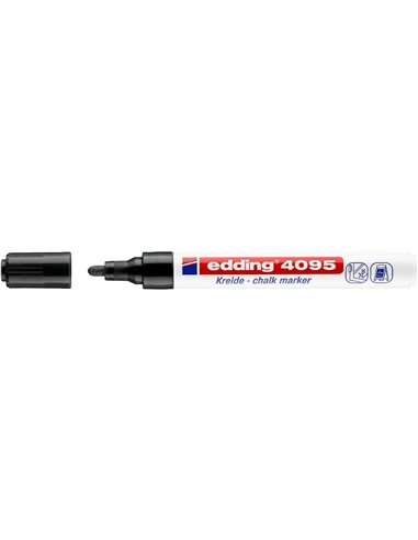 Edding 4095 Feutre de Tiza Liquida - Pointe Ronde - Trait entre 2 et 3mm - Olor Neutro - Couleur Noir