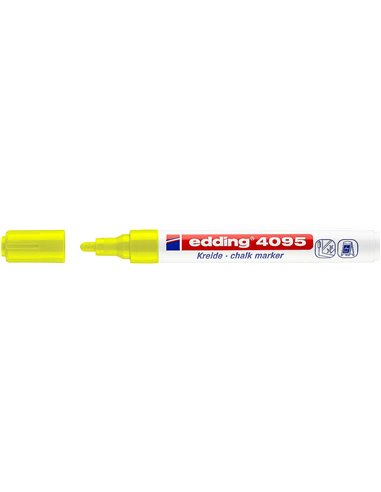 Edding 4095 Feutre de Tiza Liquida - Pointe Ronde - Trait entre 2 et 3mm - Olor Neutro - Couleur Jaune Neon