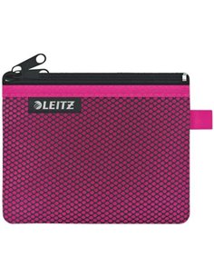 Leitz WOW Sac Porta-Todo Pequeña 2 Compartiments - Taille 105x6x140mm - Lavable et Durable - Fermeture zippée - Couleur Fucsia