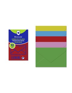 Bismark Pack de 10 Sobres de Papier - Dimensions 76x120mm - Couleurs assorties