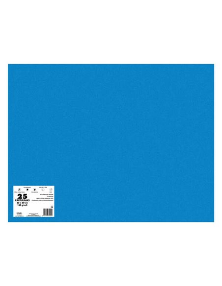 Dohe Pack de 25 Cartulinas de 180 G/M2 50x65cm - PH Neutro - Libres de Cloro Elemental - Colorantes Biodegradables - Couleur Ble