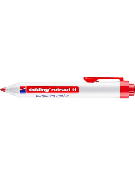 Edding Retract 11 Feutre Permanent Retractil - Pointe Ronde - Trait entre 1.5 et 3mm - Rechargeable - Séchage rapide - Couleur R
