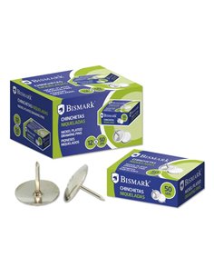 Bismark Boîte de 50 Chinchetas Niqueladas - Planas - Resistencia Haute - Acabado Brillante - Couleur Argent