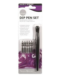Daler Rowney Simply Pack de 1 Porta Pluma et 5 Plumillas - Couleur Noir